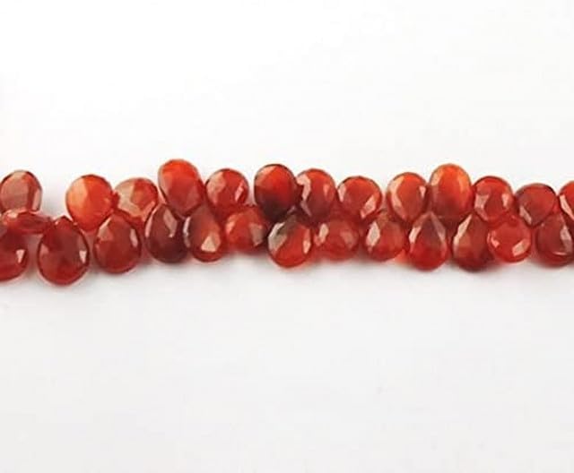 Natural Carnelian Faceted Pear Drop Briolettes - Carnelian Pear Drop Beads 14mmx11mm-17mmx11mm 8 Inch lot of 10 Strands CHIK-STRD-94860