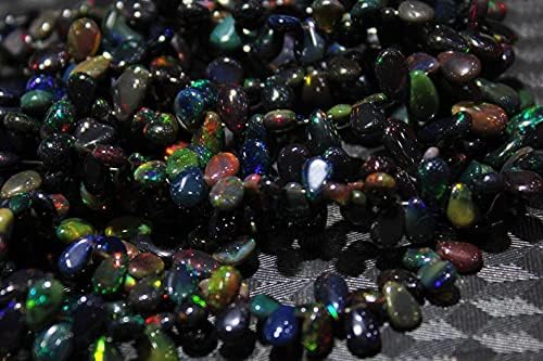 8 inch Strand of Natural Black Ethiopian Opal 6-8.5mm Pear Smooth briolette Beads for DIY Jewelry Making. |BRIO_00858