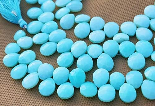 GEMZ 10 inch Strand of Natural Blue Peruvian Opal pear Shape Faceted Cut Blue Color briollete Beads for DIY Jewelry Making- Earring Necklace Bracelet.