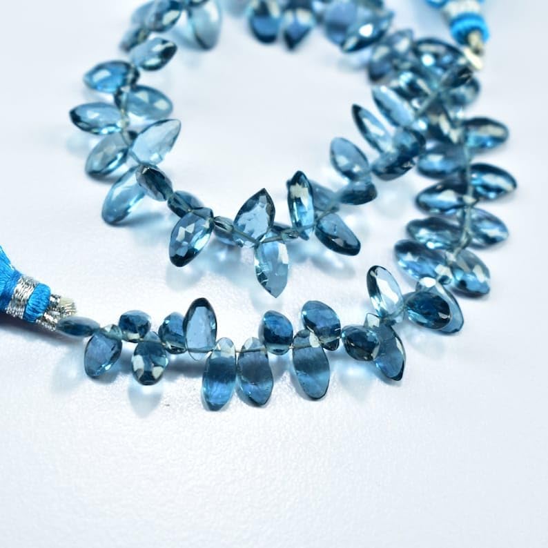 Natural London Blue Topaz Marquise Faceted Beads 3.5X7.5-4X8.5mm 8 inch Long String Jewelry Making Gemstone Beads for Necklace Bracelet