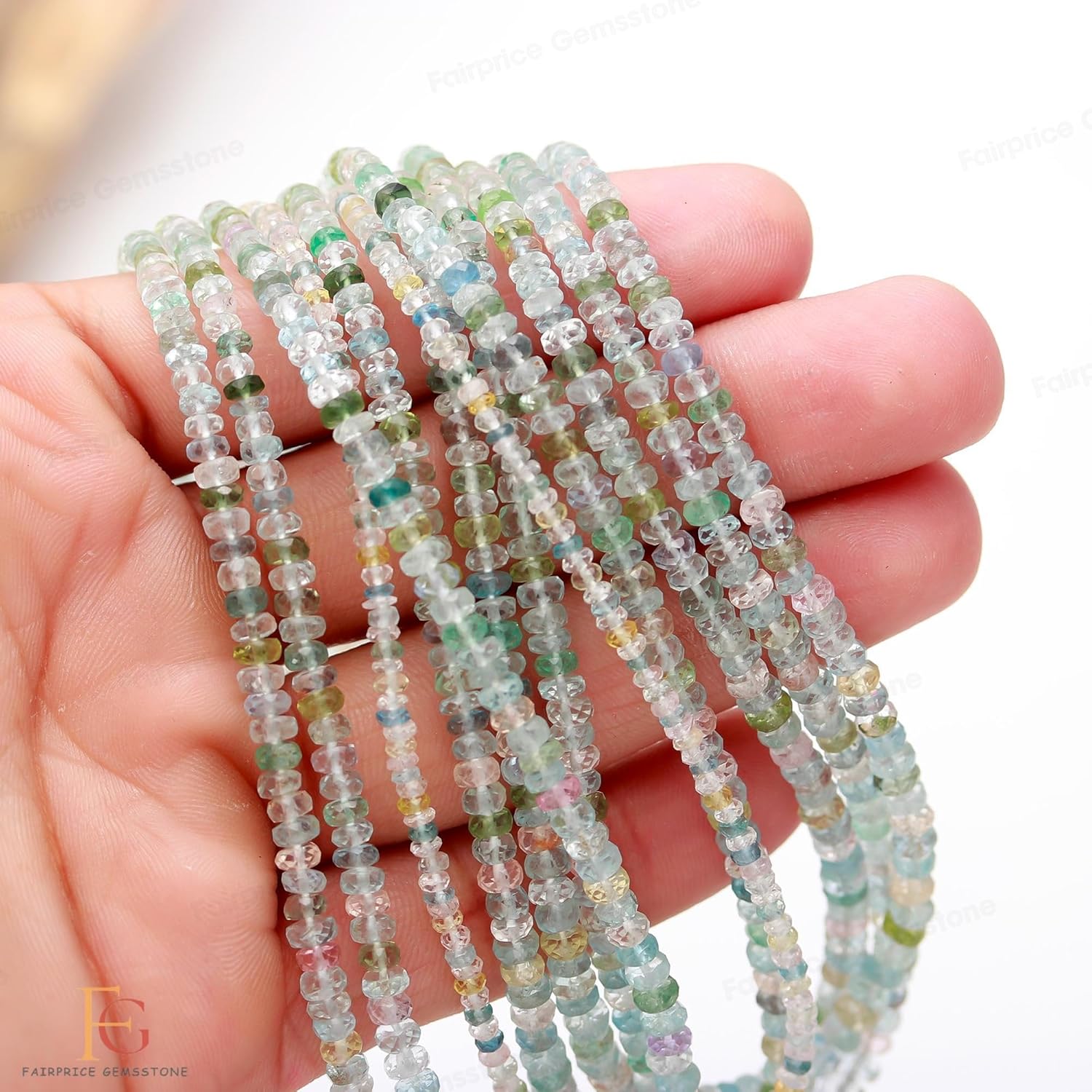 AAA+ Rare Multi Aquamarine Beads, Natural Faceted Rondelle Aquamarine Beads, Multi Aquamarine, 2-4MM Faceted Aquamarine Beads for Jewelry Making