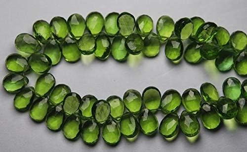 2X 8 Inch Strand,PAHIGHOT Green Quartz Pear Shape Briolette, Size 7X10 mm Code-HIGH-53848