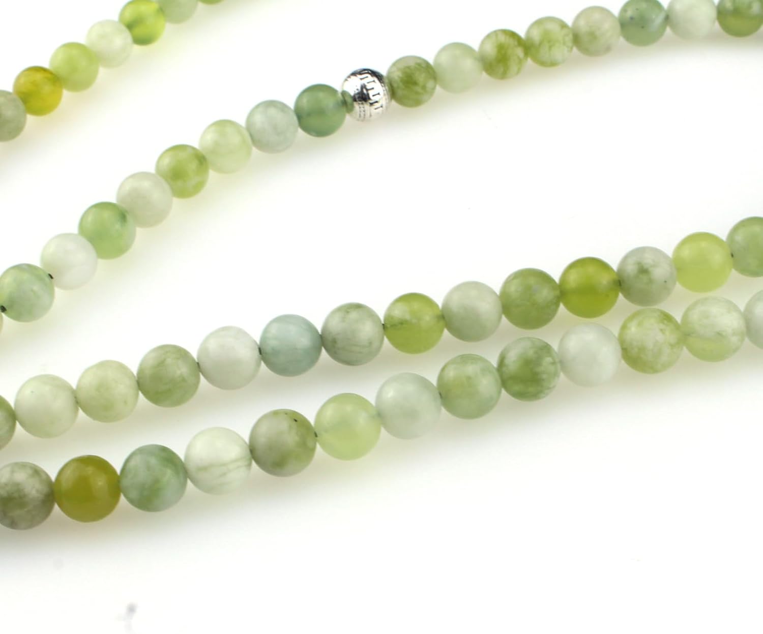 Muslims Islamic Dhikr 99 Tasbeeh Tasbih Prayer Beads, Light Green Jade Stone Beads with Tassel