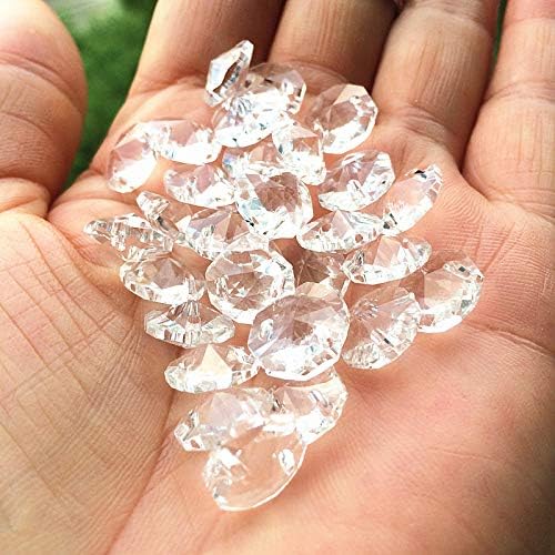 1500pcs/lot 12mm Octagon Glass Beads In Two Holes Crystal Chandelier Beads For Wedding Garland Strands