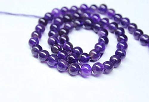 1 Strand African Amethyst Round Ball Smooth 16'' Long Strand Gemstone Beads, Jewelry Supplies for Jewelry Making, Bulk Beads, for Meditation Jewellery for Reiki Healing Mystic Gemstone Size 6mm