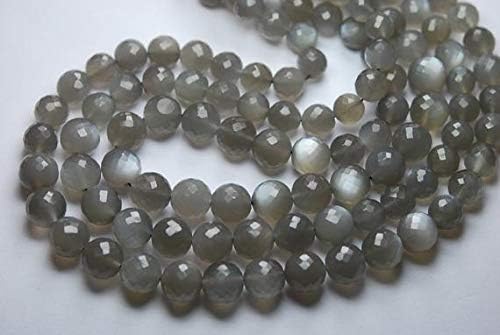 7 Inch Strand, Natural Grey Moonstone Faceted Round Balls Shape Beads,9-10mm Size Code-HIGH-57337
