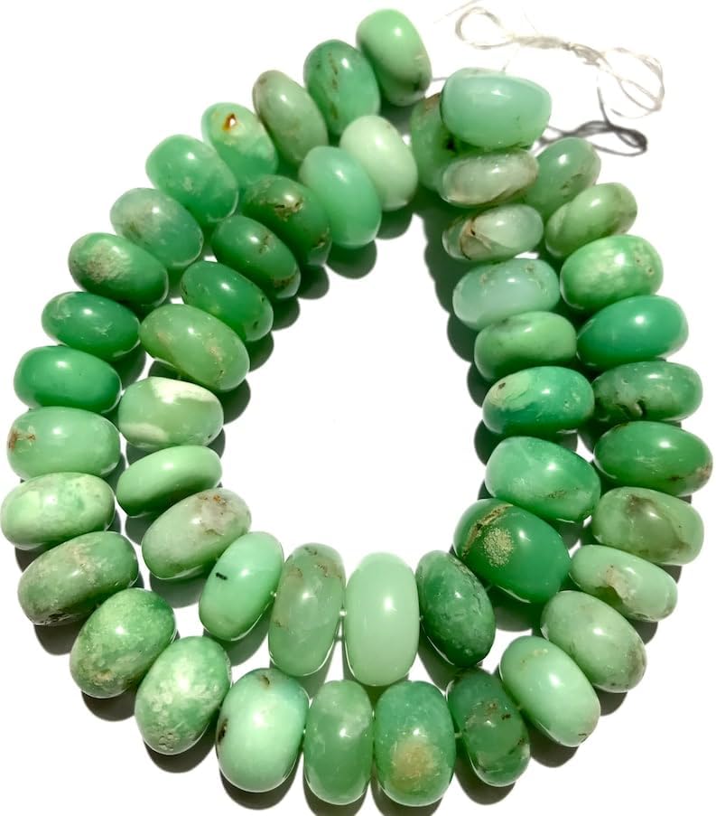Natural Chrysoprase Stone Roundelle Smooth Beads 15-17 MM 19 inch Long String Jewelry Making Gemstone Beads for Necklace Bracelet
