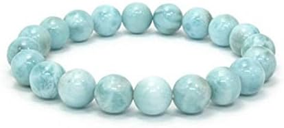 AAA++ Rare Quality 8mm Larimar Bracelet, Natural Larimar Bracelet, Mens Womens Gift Bracelet, Genuine Larimar Jewelry Bracelet, Blue Gemstone Beads Bracelet Code- WAR900