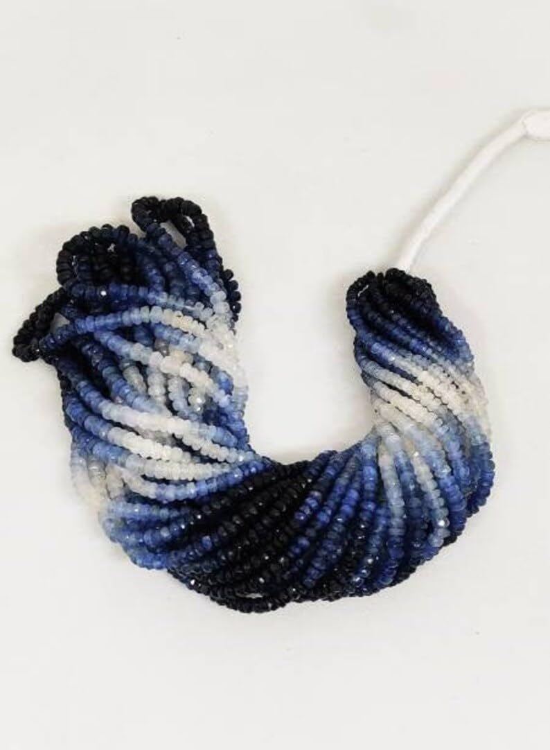 Natural Blue Sapphire(Rondelle Faceted Beads 3X4MM 15 inch Long String Jewelry Making Gemstone Beads for Necklace Bracelet