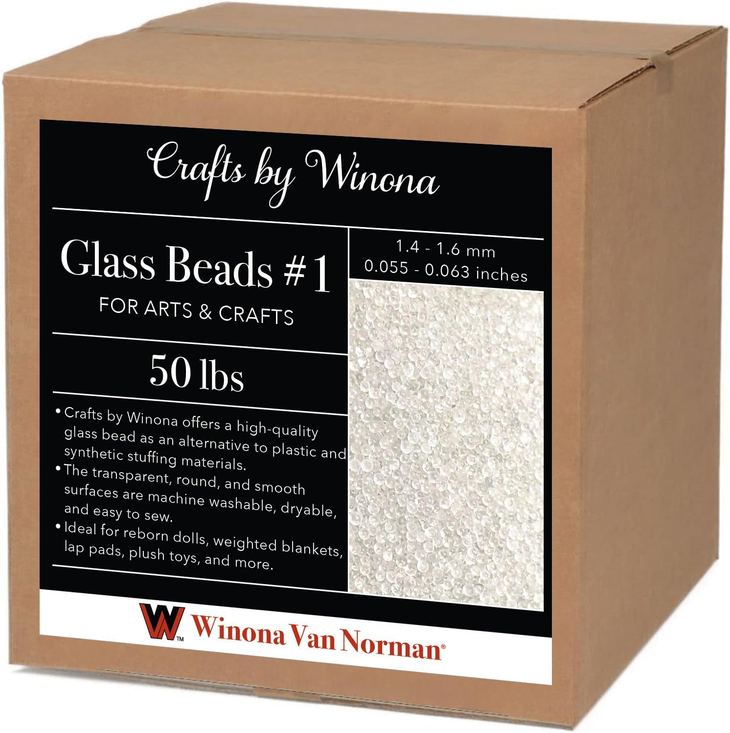 Premium Weighted Filler for Dolls and Crafts. Glass Bead Size 1, 12-14 Mesh, 1.4-1.6mm, .0661