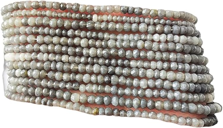13 inch Strand of Natural gem Gray Moonstone, 3-4.5mm rondelle Faceted Beads for DIY Jewelry Making. | Beads_03943