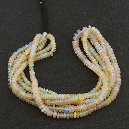 3 Strand Natural Welo Opal Ethiopian Plain Rondelles- OPAL Smooth Round Beads 4mm-6mm 16 inches
