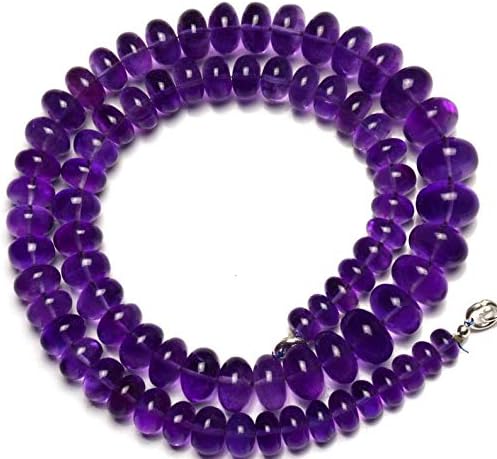 Natural Gemstone African Amethyst 7 to 12MM Smooth Rondelle Beads 18 Inch Full Strand Fine Quality Dark Purple Color Finished Necklace