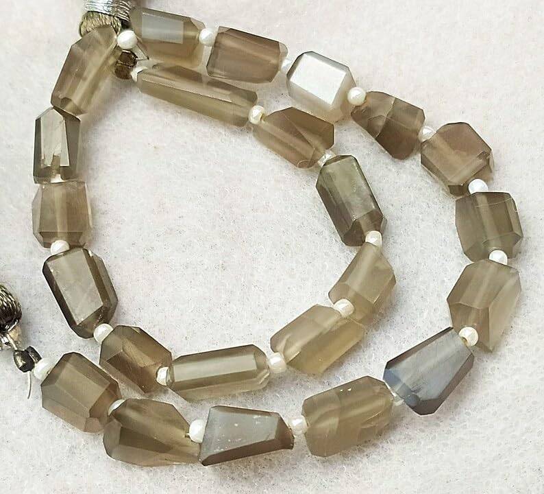 13 inch Strand of Natural gem Gray Moonstone, 6-13mm Nugget Faceted Beads for DIY Jewelry Making. | Beads_03945