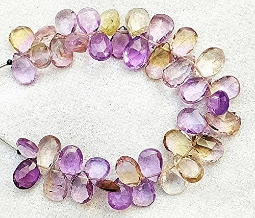 8 inch Strand of Natural Ametrine 11-13mm pear Faceted briolette Beads for DIY Jewelry Making. |BRIO_00372