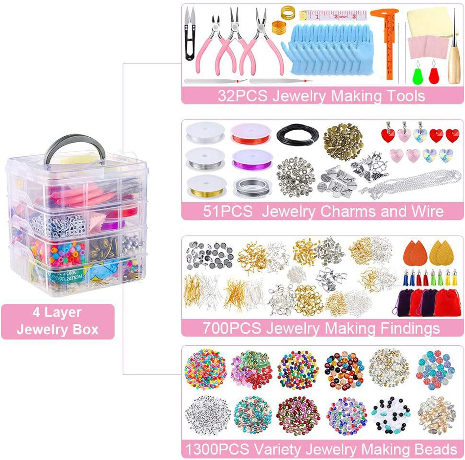 Jewelry Making Supplies With Beads Jewellery Pliers Beading Wire For Necklace Bracelet Earrings Making Repairing Accessories