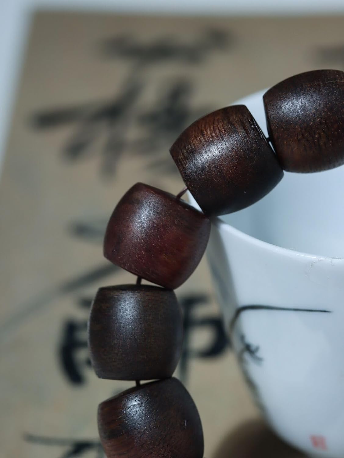 Agarwood 14mmx15pcs Fusen Red Earth Agarwood Skewers Submerged Grade Buddha Beads Rosary