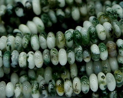 1 strands natural green white milky tree agate rondelle loose beads fit jewelry necklace bracelets 3x6mm 15