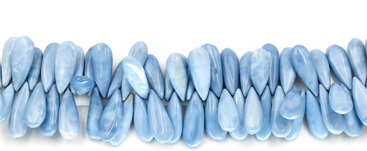 Natural Blue Opal Gemstone for Pendant Necklace Healing Crystal Loose Stone Beads for Jewelry Making DIY Craft Project Faceted Bead Wholesale Lot 10X24 to 10X27 mm Beads 8 Inch Strand