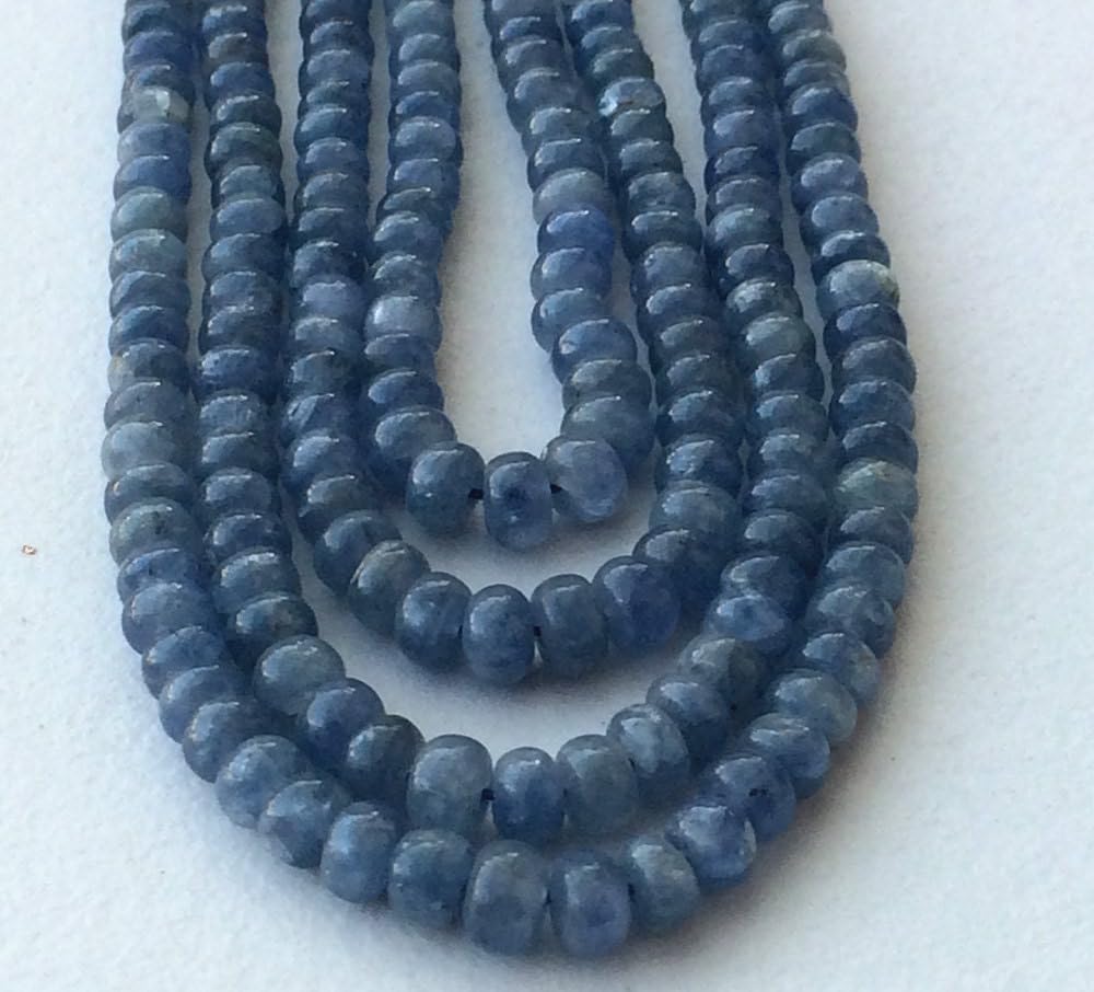 3-5mm Blue Sapphire Beads Plain Rondelle Beads, Blue Sapphire Beads, Sapphire For Necklace, Burma Sapphire Beads (8IN T0 16IN)-PGA2199