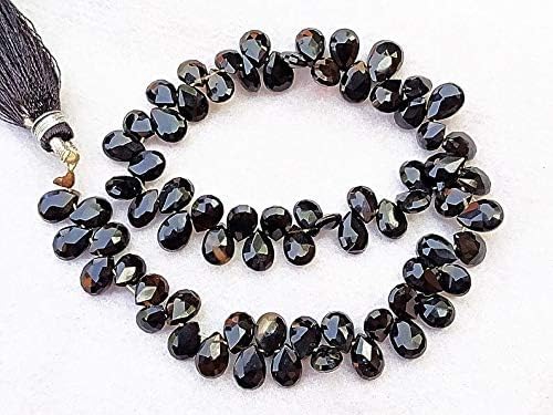 GEMZ 13 inch Strand of Natural Black Onyx pear Shape Faceted Cut Black Color briollete Beads for DIY Jewelry Making- Earring Necklace Bracelet.