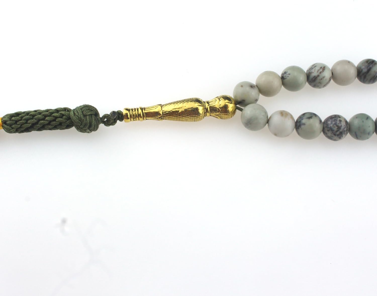 Muslims Islamic Dhikr Tasbeeh 99 Tasbih Prayer Beads, Light Green Jade Stone Beads with Tassel