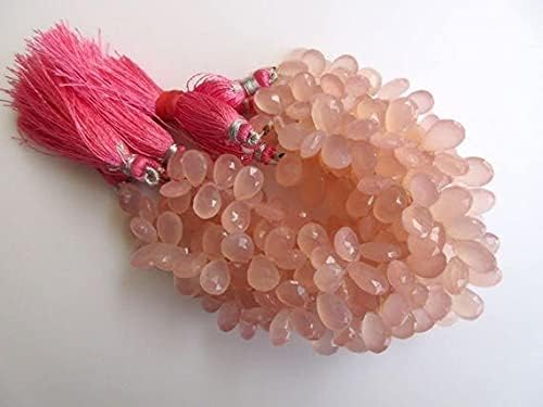 7 inch Strand of Natural Chalcedony 10-11mm pear Faceted briolette Beads for DIY Jewelry Making. |BRIO_01841