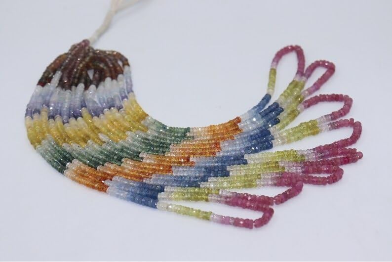 Multi Sapphire Faceted Rondelle Beads 4-5 mm Multi Rainbow Beads Multi Sapphire Beads Wholesale Beads Multi Sapphire Beads