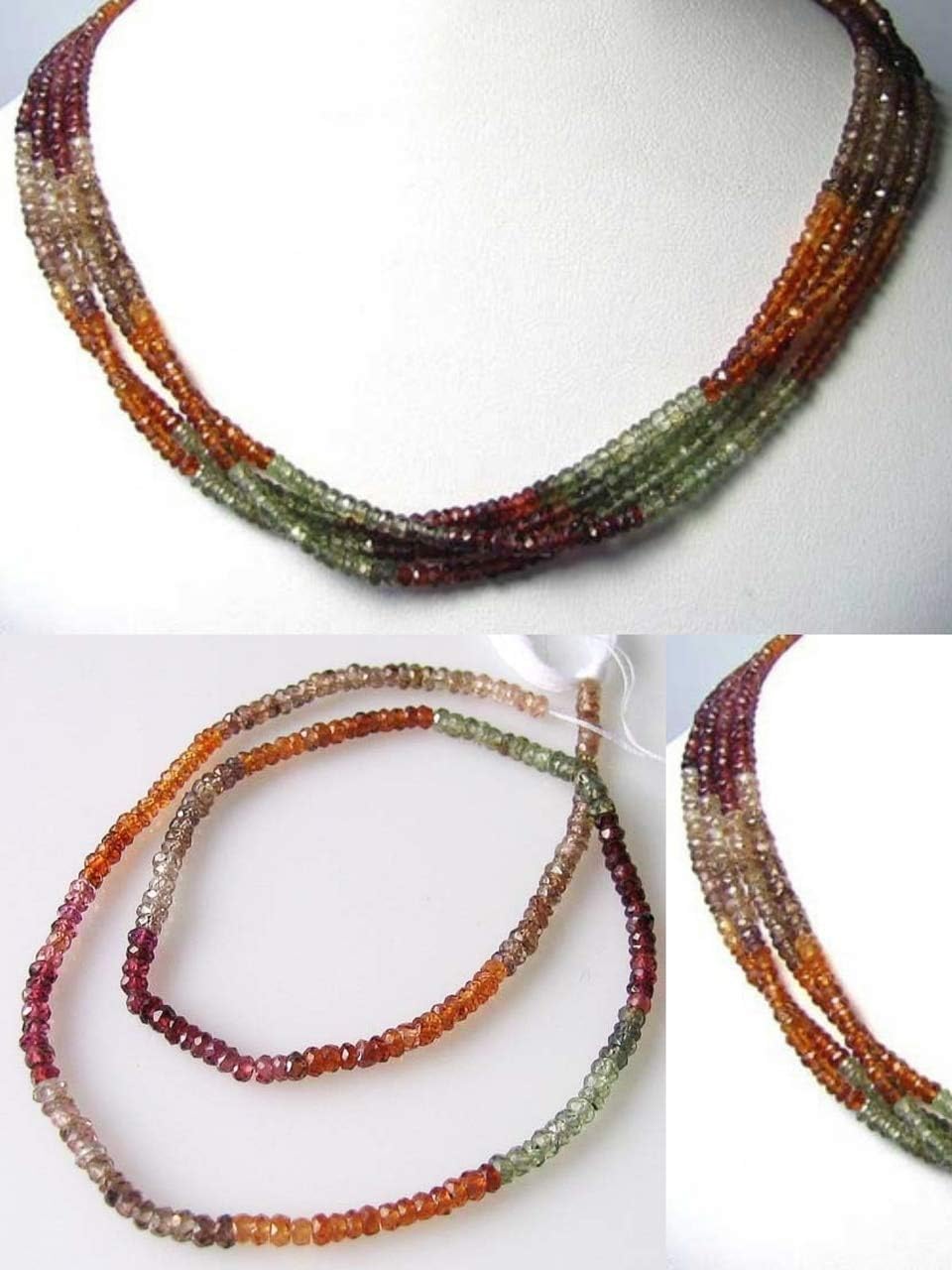 Fancy Natural Autumn Sapphire Faceted Bead Strand109922 for Jewelry Making