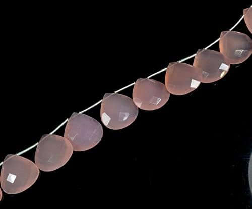 7 inch Strand of Natural Chalcedony 18x18mm pear Faceted briolette Beads for DIY Jewelry Making. |BRIO_01933