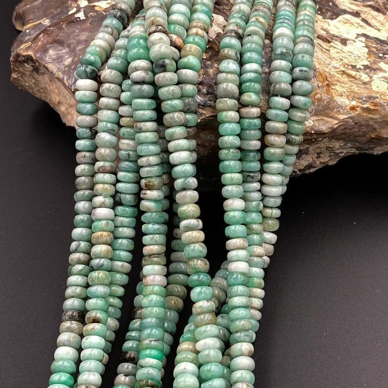 13 inch Strand of Natural gem Green Emerald, 6mm Rondelle Smooth Beads for DIY Jewelry Making. | Beads_04193, As Per Photo