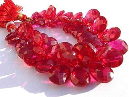 Raspberry Red Corundum Quartz Faceted Pear Shaped Briolettes 9x6-13x10mm 7