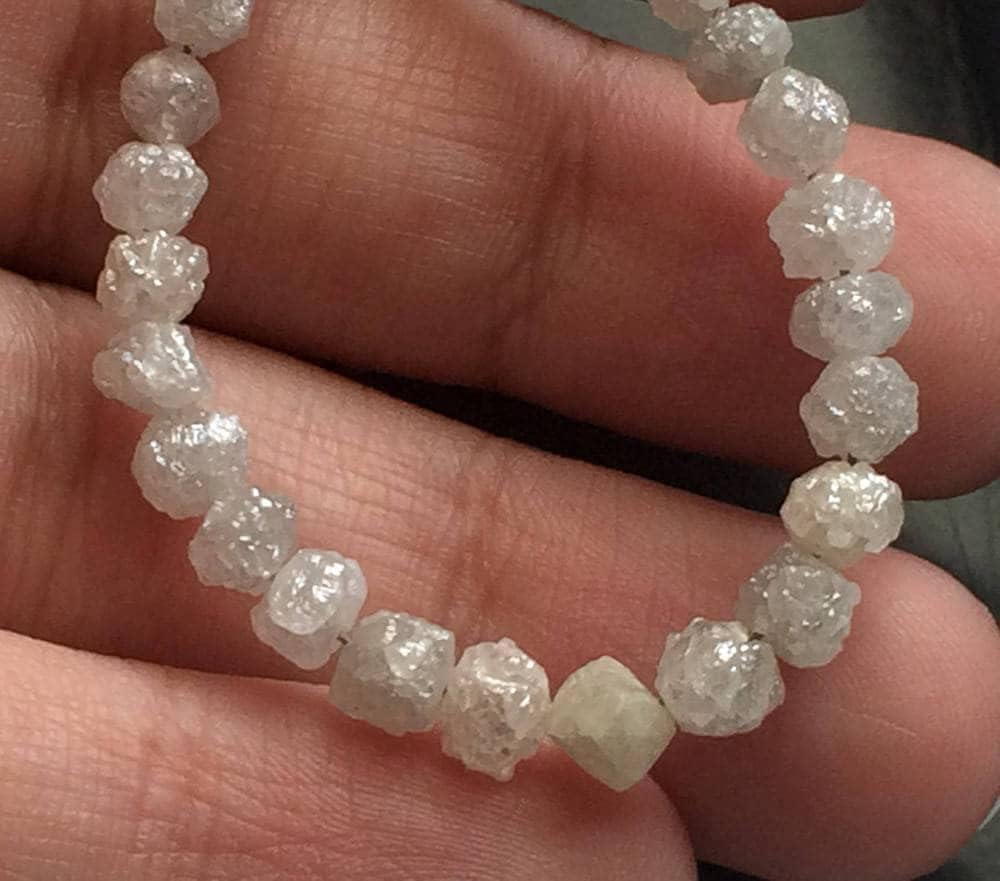 3.5-4.5mm Natural Rondelle White Raw Diamond Beads, Large Rough Diamond Rondelle Beads, Raw Diamond Beads for Jewelry (5Pcs to 10Pcs), 4-5 MM Approx, 10 PCS