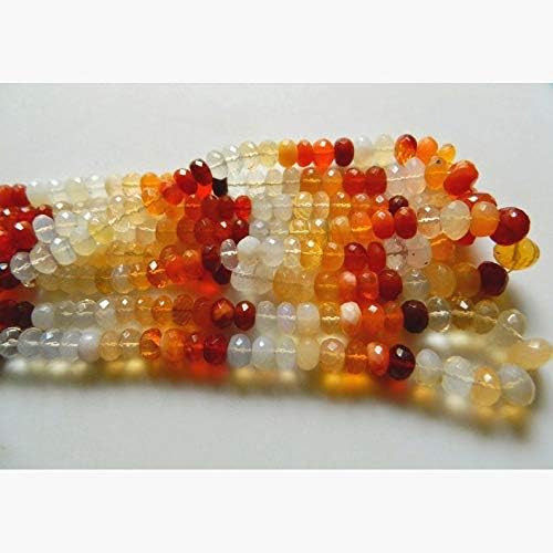 Fire Opal Bead, Mexican Fire Opal, Opal Beads, Opal Faceted Rondelles, 16 Inch Strand, 6mm to 10mm Each