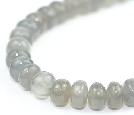Grey Moonstone Smooth Rondelles 4 Natural Grey Semi Precious Gemstone 7.50 mm