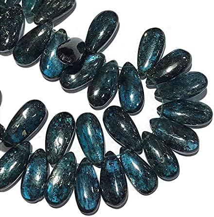 8 inch Strand of Natural Blue Moss Kyanite 15 mm Pear Smooth briolette Beads for DIY Jewelry Making. |BRIO_01081