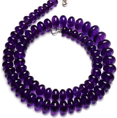 Natural Gemstone African Amethyst 9 to 13MM Smooth Rondelle Beads 19 Inch Full Strand Fine Quality Dark Purple Color Finished Necklace