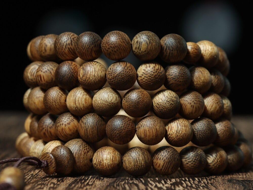 Agarwood 8mm*108pcs Hainan White Chess Sinking Rosary Beads Agarwood Buddha Beads Rosary