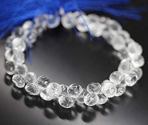 1 strand white quartz crystal onion drop faceted 8'' long strand gemstone beads, jewelry supplies for jewelry making, bulk beads, for meditation jewellery gemstone 8mm
