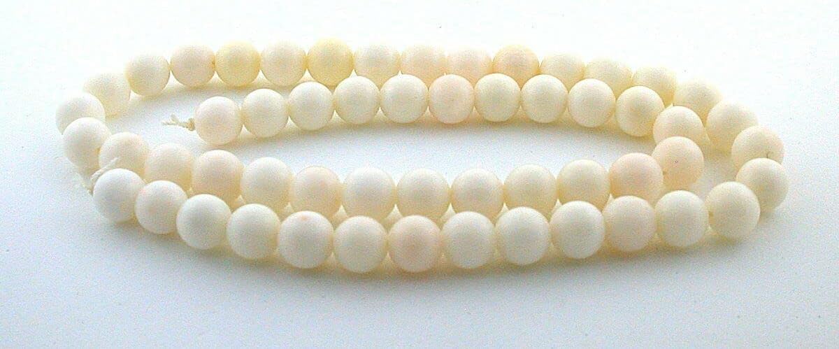 Vintage 7.5mm Round Genuine Italian Angel Skin Coral 15 1/2 Inch Bead Strand