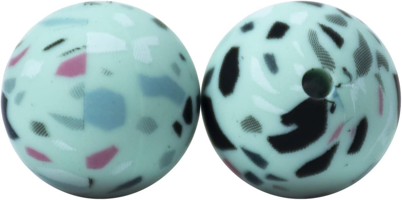 Silicone Beads Bulk 15mm DIY Necklace Bracelet Keychain Making Craft Set Jewelry, Leopard Prints Cow Silicone Beads Bulk Round Bead Loose with Accessories 10 Pieces (Green)