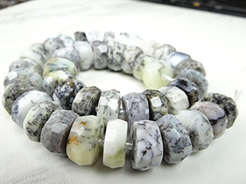 13 inch natural beads strand of 15x7-16x7mm faceted rondelle dendrite opal gemstone beads for DIY jewelry - necklace, bracelet, earring, ring.