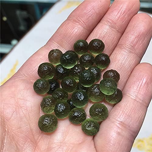 ZTBH Czech Meteorite 6pcs/lot Natural Moldavite Crystal Energy Stone Czech Meteorite Impact Glass Beads Rough Stone Irregular Shape Pendants Crystal Jewelry (Color : Khaki, Size : 20-21mm)
