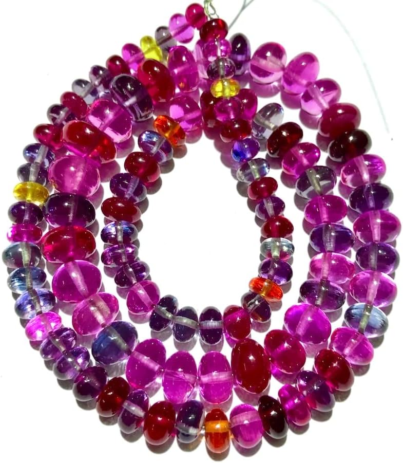 Natural Sapphire, Alexandrite roundelle Smooth Beads 6-10 MM 18 inch Long String Jewelry Making Gemstone Beads for Necklace Bracelet