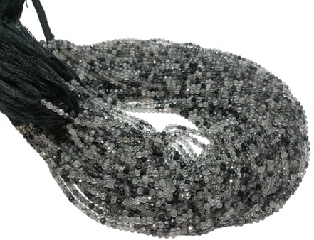 Black Rutiled 10str LOT Laser Faceted rondelle Gemstone Bead for Jewelry 2.8-3mm 10 Strand CHIK-STRD-86604