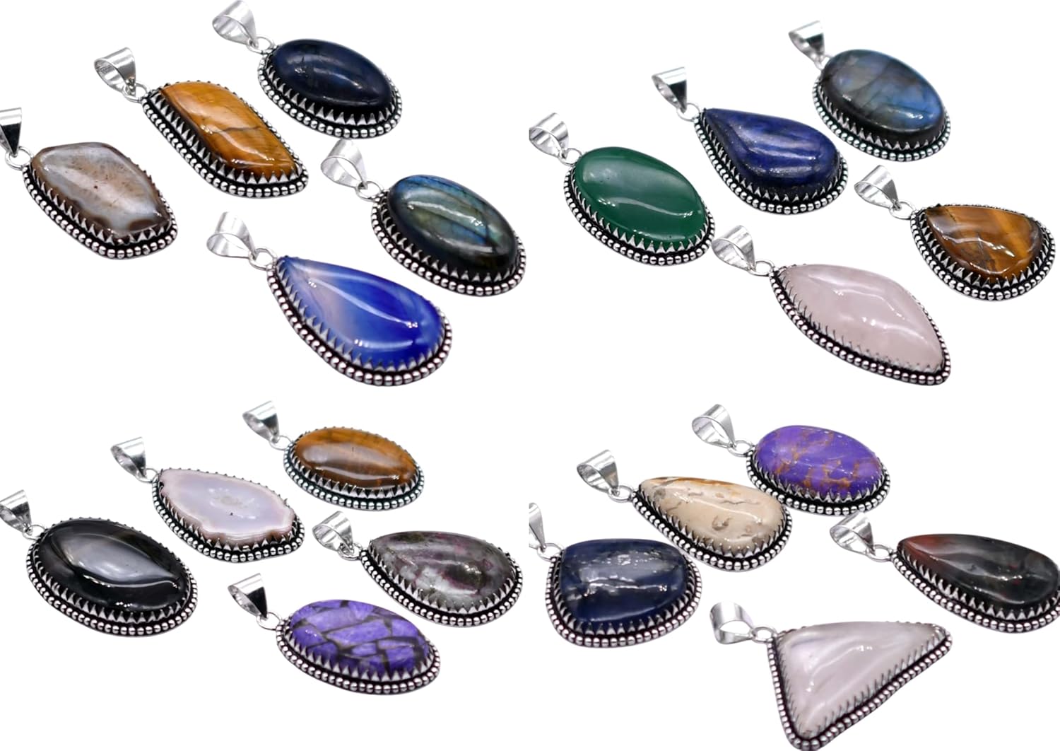 Any 100 PCS Mix Gemstones Handmade Pendant Silver Plated Mix Lot P 9106 P 9106
