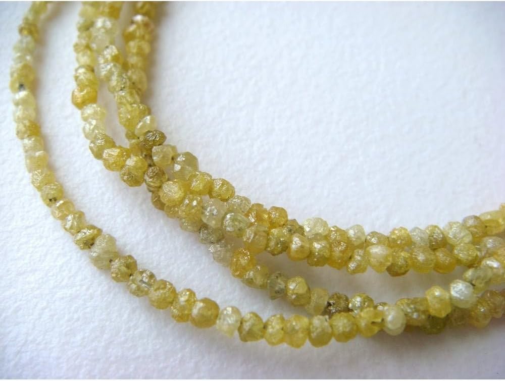 1.5mm To 2.5mm Yellow Rondelle Beads, Yellow Raw Diamonds, Conflict Free Diamond, Rough Diamonds, Natural Diamond Rondelle (4IN To 8IN), 1.5-2.5 MM
