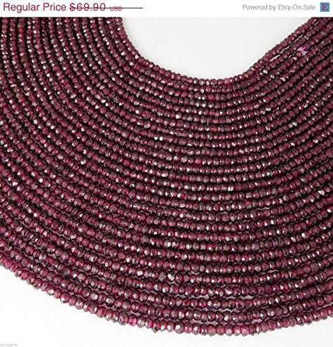 5 Strand Natural Red Garnet Micro Faceted Gemstone Rondelle Beads 3-4mm 13