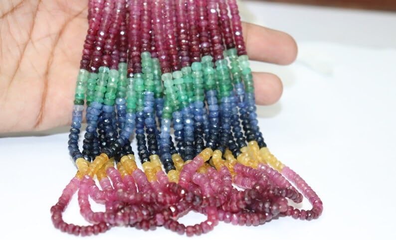 AAA+ Multi Precious Faceted Rondelle Beads 4.5 mm Multi Rainbow Beads Multi Sapphire Beads Wholesale Beads