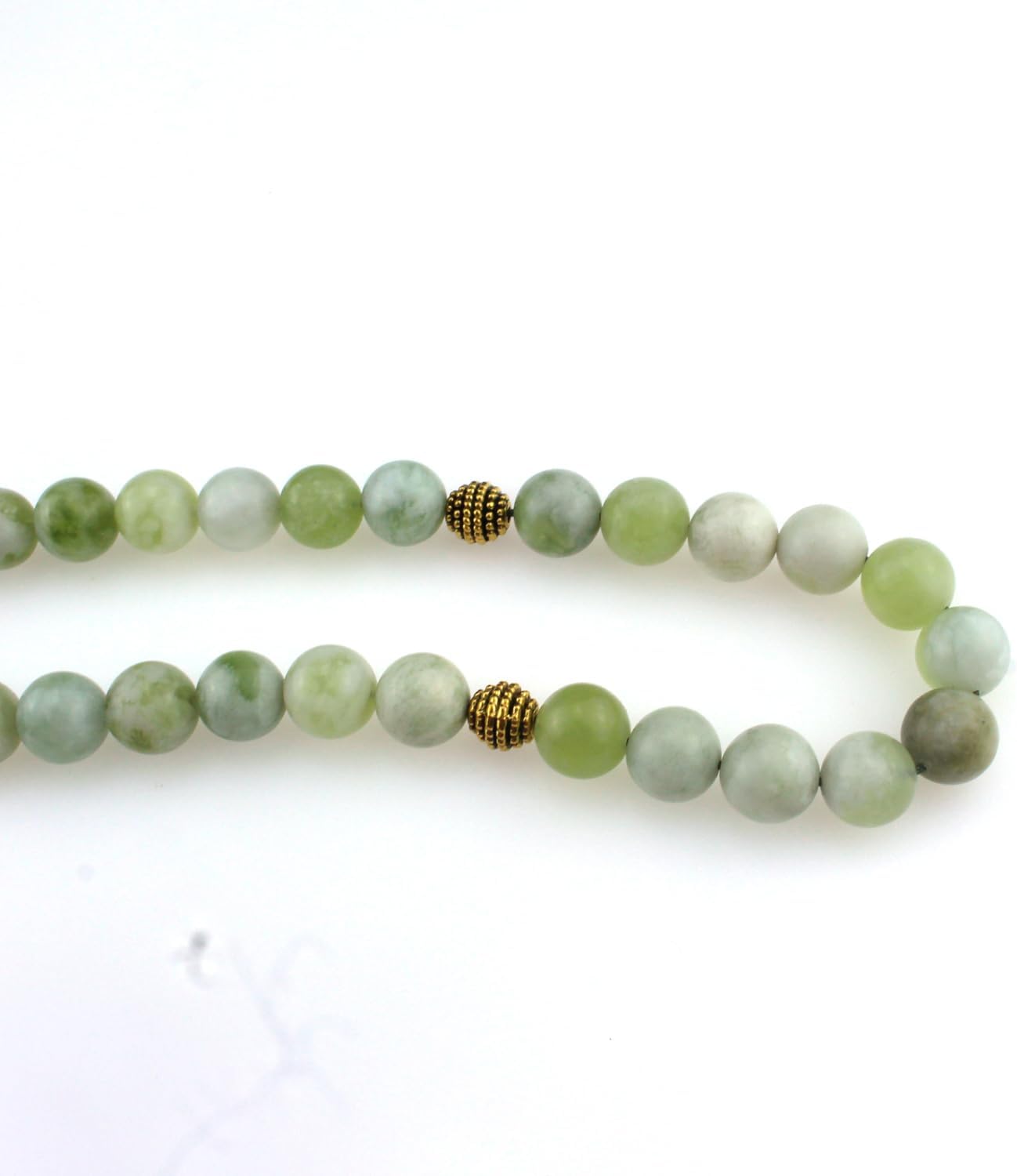 Muslims Islamic Dhikr Tasbeeh 33 Tasbih Prayer Beads, Light Green Jade Stone Beads with Tassel